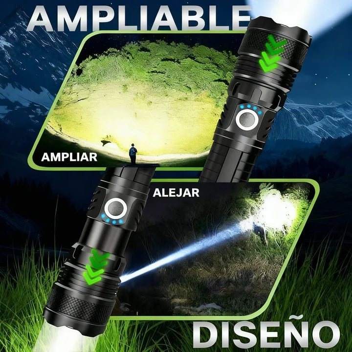 Linterna Táctica Explora Pro - Carga USB-C+Zoom
